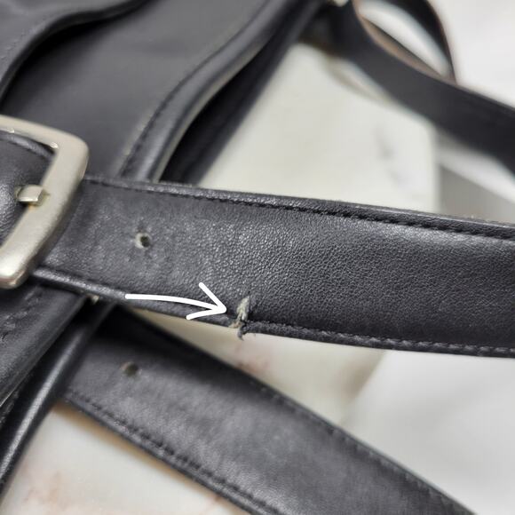 Vintage Coach Legacy Tote Bag Black‎ Soft Leather Compartments Shoulder Straps - Picture 9 of 16